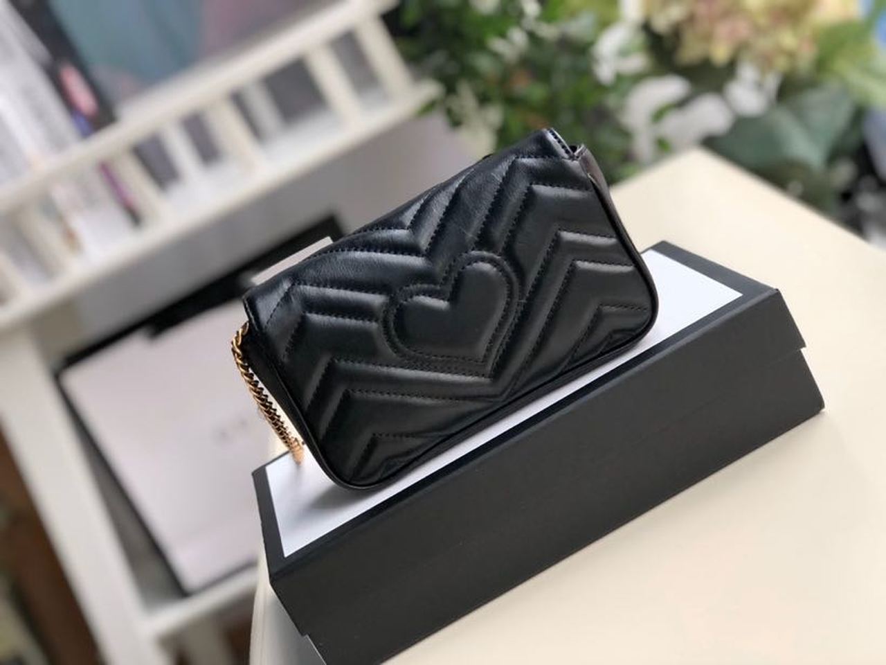 gg Marmont Matelassé Super Dusty Black Mini Bag