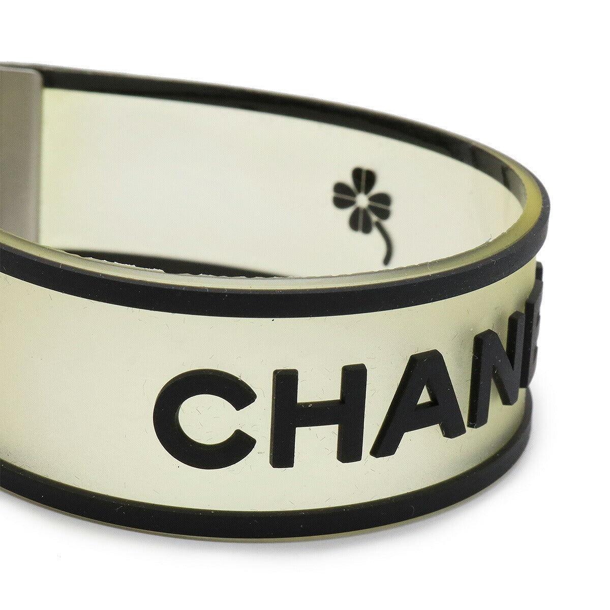 Chanel Rubber Logo Bracelet Black/Clear Silver Hardware