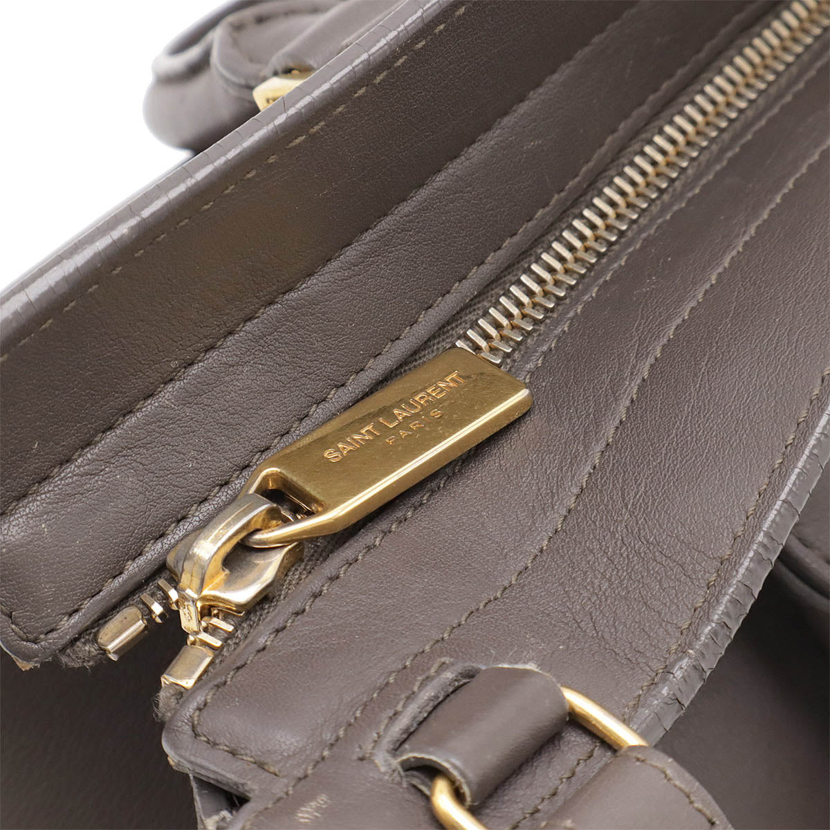 YSL Saint Laurent Paris Line Petit Cabas 2Way Bag Leather Travel Bag
