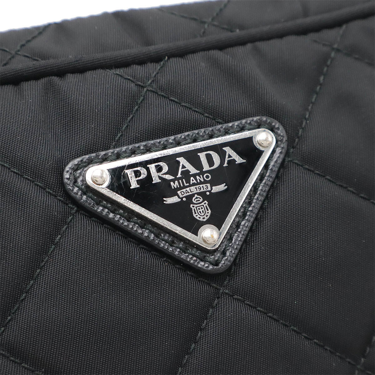 Prada Tessuto Impuntu Shoulder Bag Leather Nylon