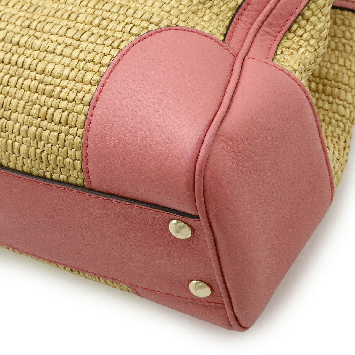 Gucci Bamboo Shopper Straw 2Way Handbag Leather Small Travel Bag