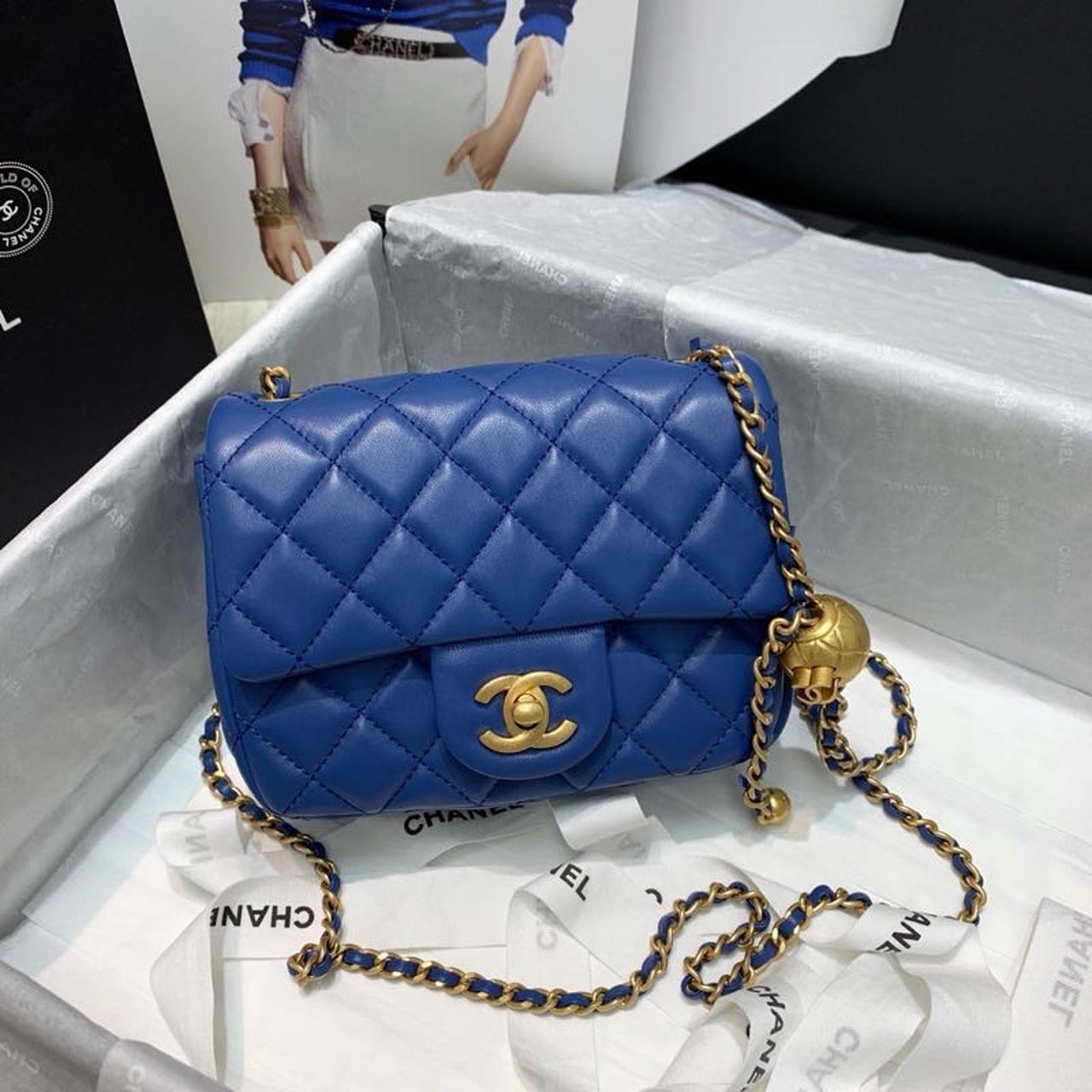 CHLMini CHLBall On Strap , Blue Flap Crossbody Bag