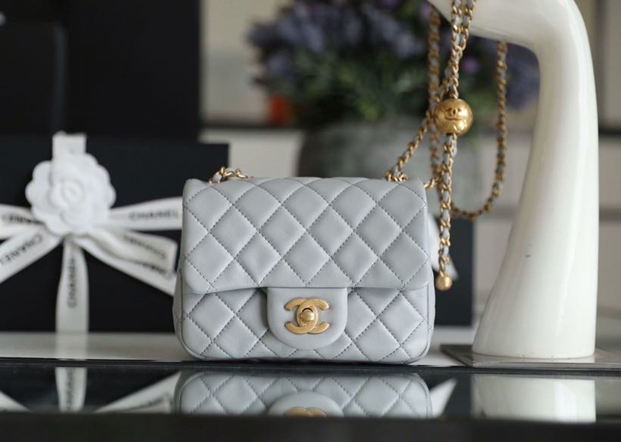 CHLMini CHLBall On Strap , Grey Flap Crossbody Bag