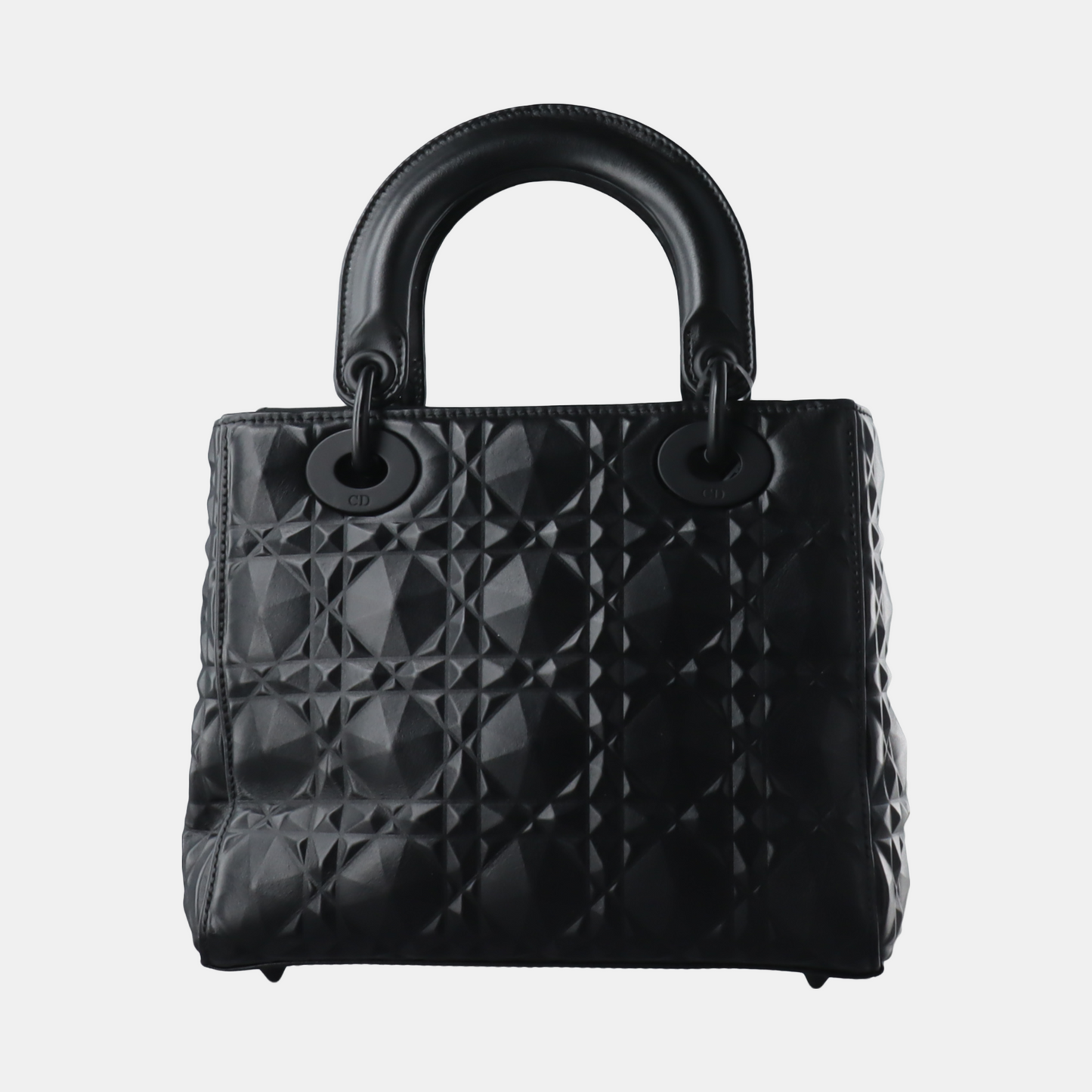 Dior Lady My Abc So Diamond Motif Caflskin Leather Black Travel Bag