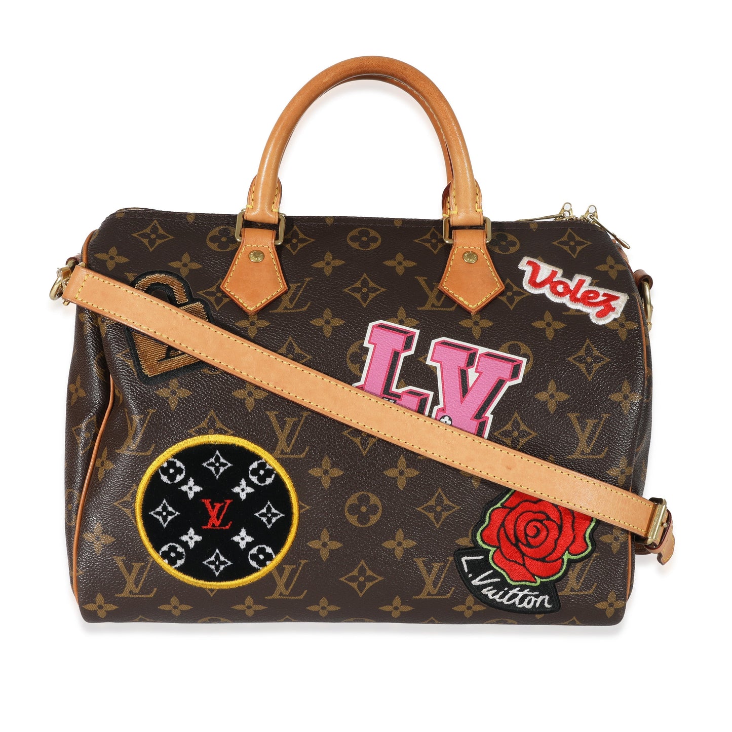 Louis Vuitton Patches Speedy Bandouliere 30 Monogram Canvas Handbag