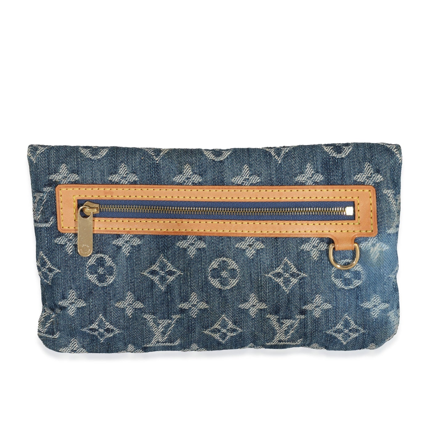 Louis Vuitton Plat Pochette Monogram Denim Blue Clutch Bag