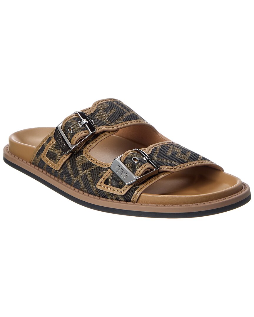 Fendi Shoe Ff & Sandal Leather Canvas Black Shoes