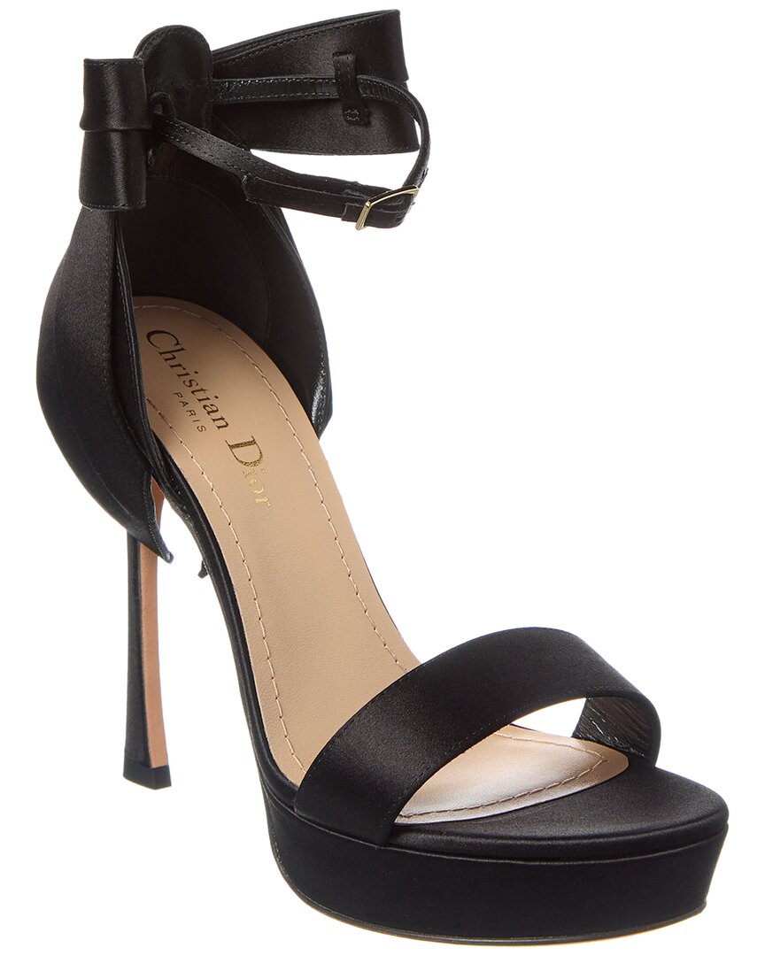 Dior Shoe Mlle Platform Sandal Satin Black Shoes