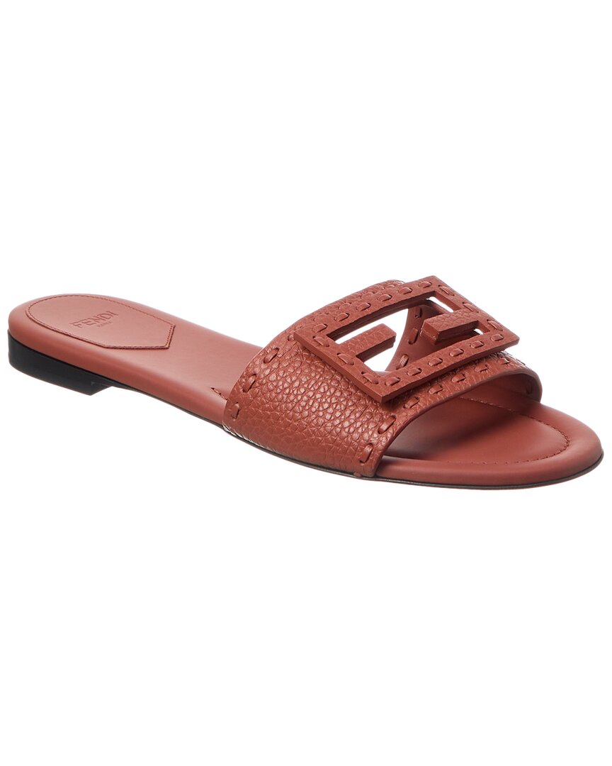 Fendi Shoe Ff Baguette Sandal 4 Leather Brown Shoes