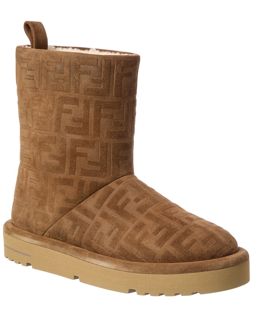 Fendi Shoe Apres Chic Ff Boot Suede Brown Shoes