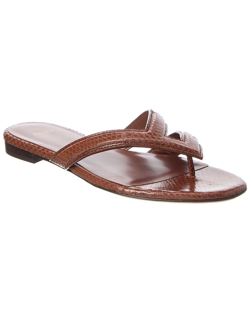 Fendi Shoe Fling Snakeskin Sandal Brown Shoes