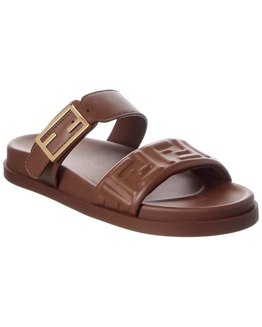 Fendi Shoe Feel Ff Sandal Leather Brown Shoes