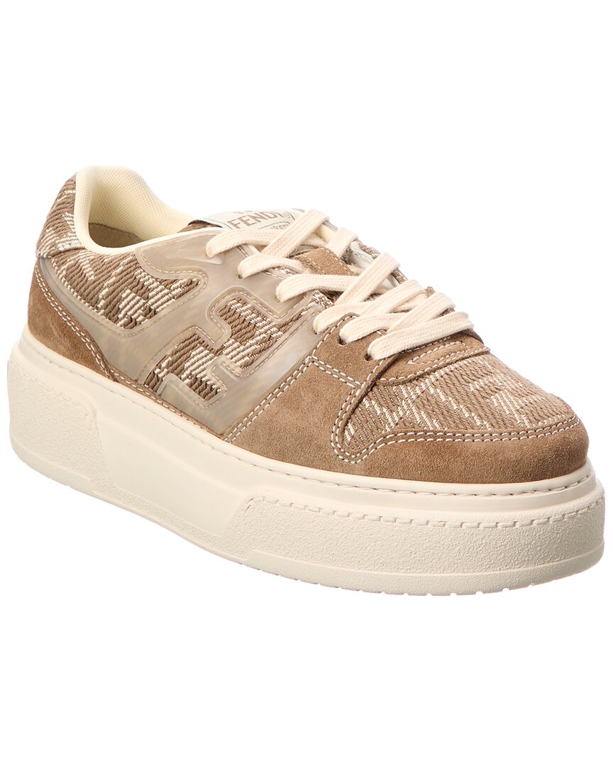Fendi Shoe Match Ff Jacquard & Platform Sneaker 2 Suede Beige Shoes