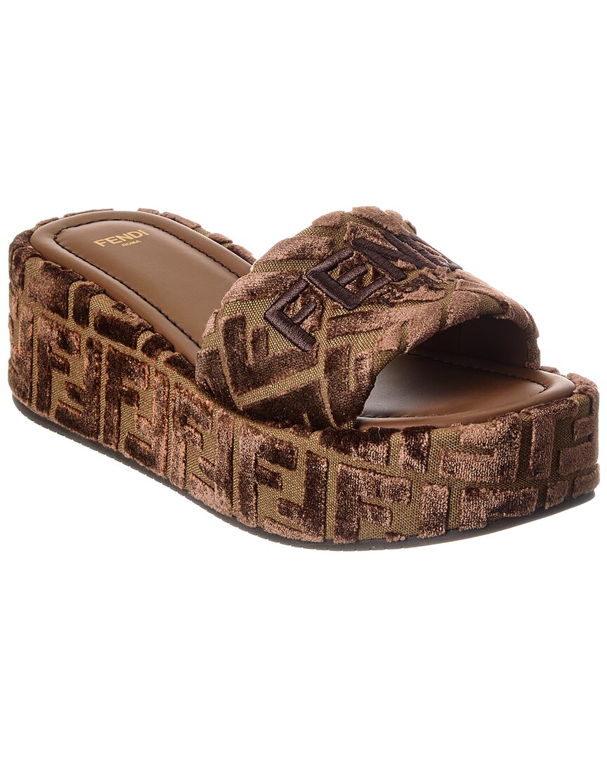 Fendi Shoe Sunshine Velvet Platform Sandal Shoes