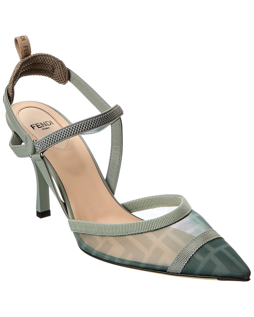 Fendi Sling Bag Colibri Lite Ff Mesh & Slingback Leather Gray Shoes Slingback Pump 2