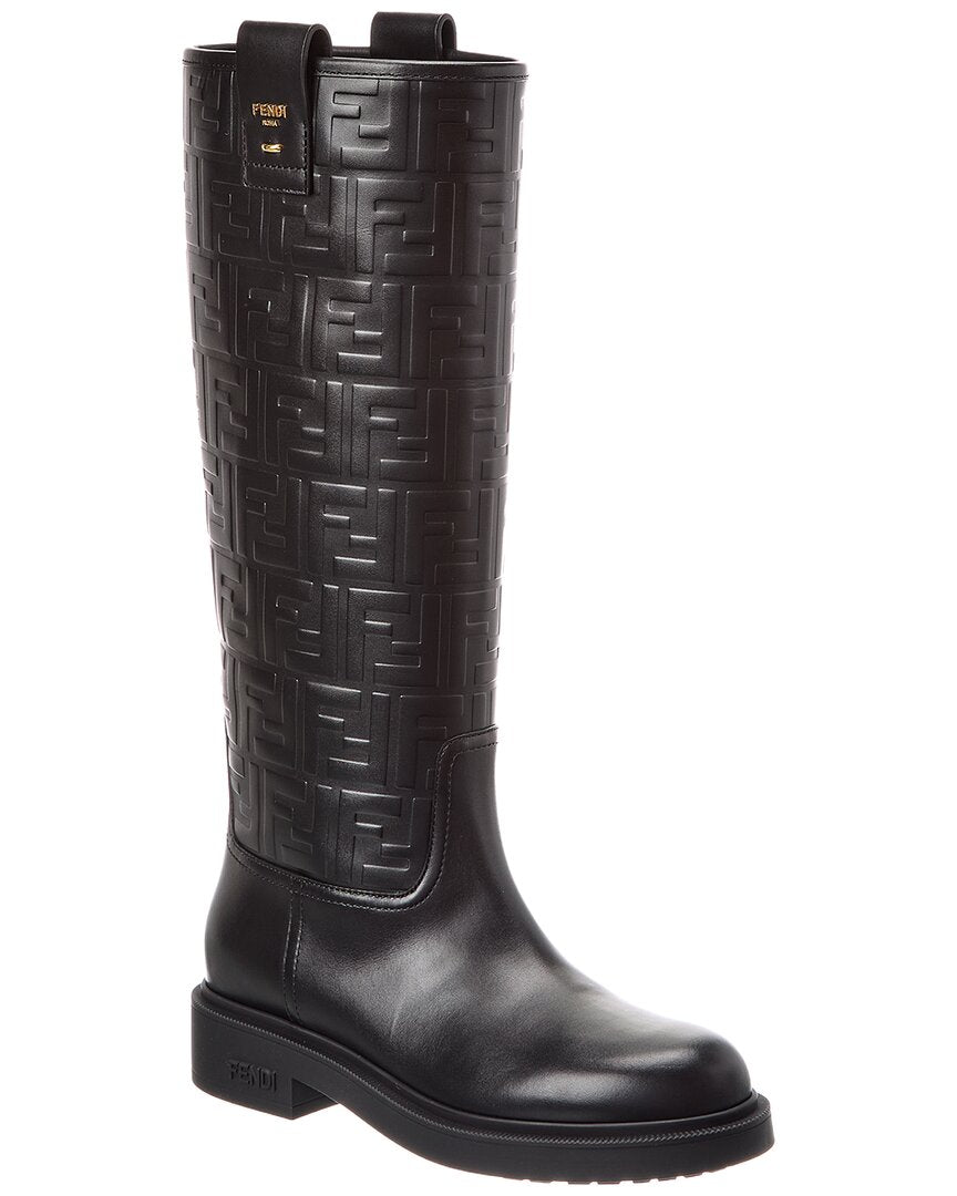 Fendi Shoe Filo Ff Knee-High Boot 2 Leather Black Shoes