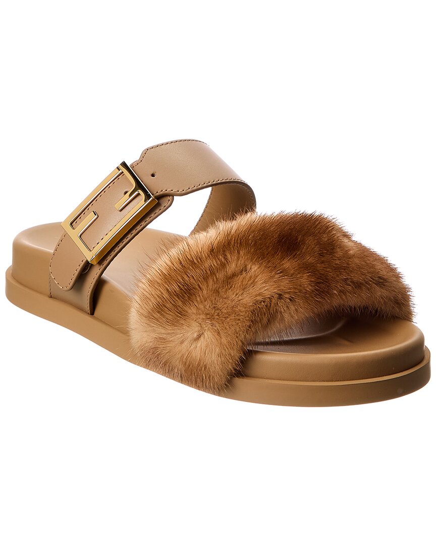 Fendi Shoe Feel Sandal 7 Leather Brown Shoes