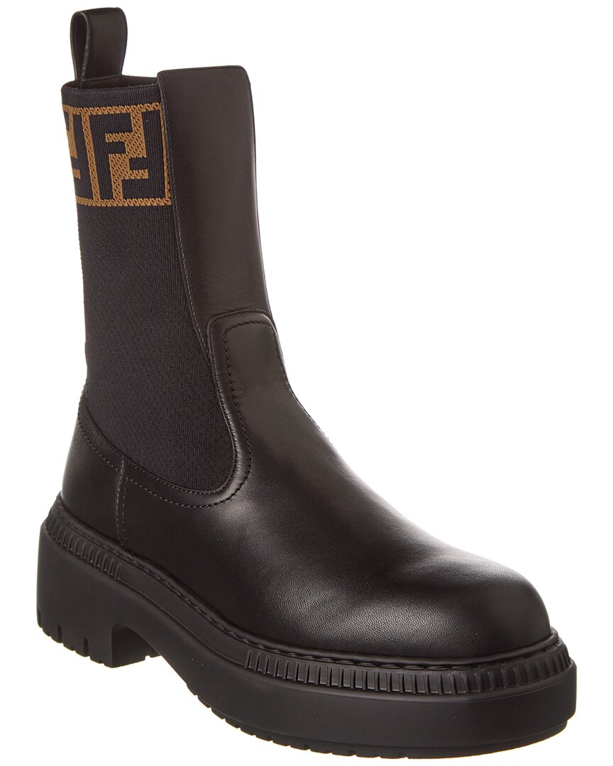 Fendi Shoe Domino Biker Boot 2 Leather Black Shoes
