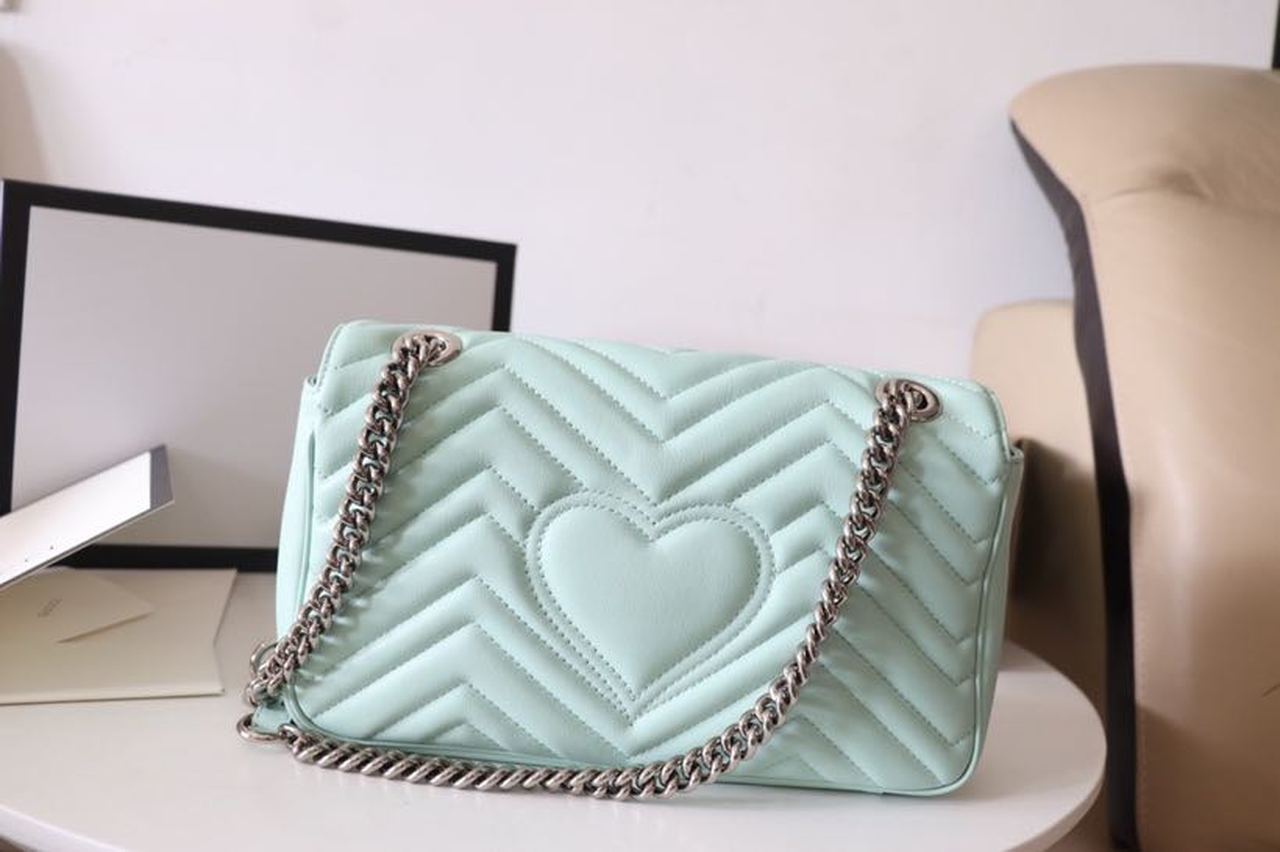 gg Marmont Matelassé Mint 10in Green Small Shoulder Bag