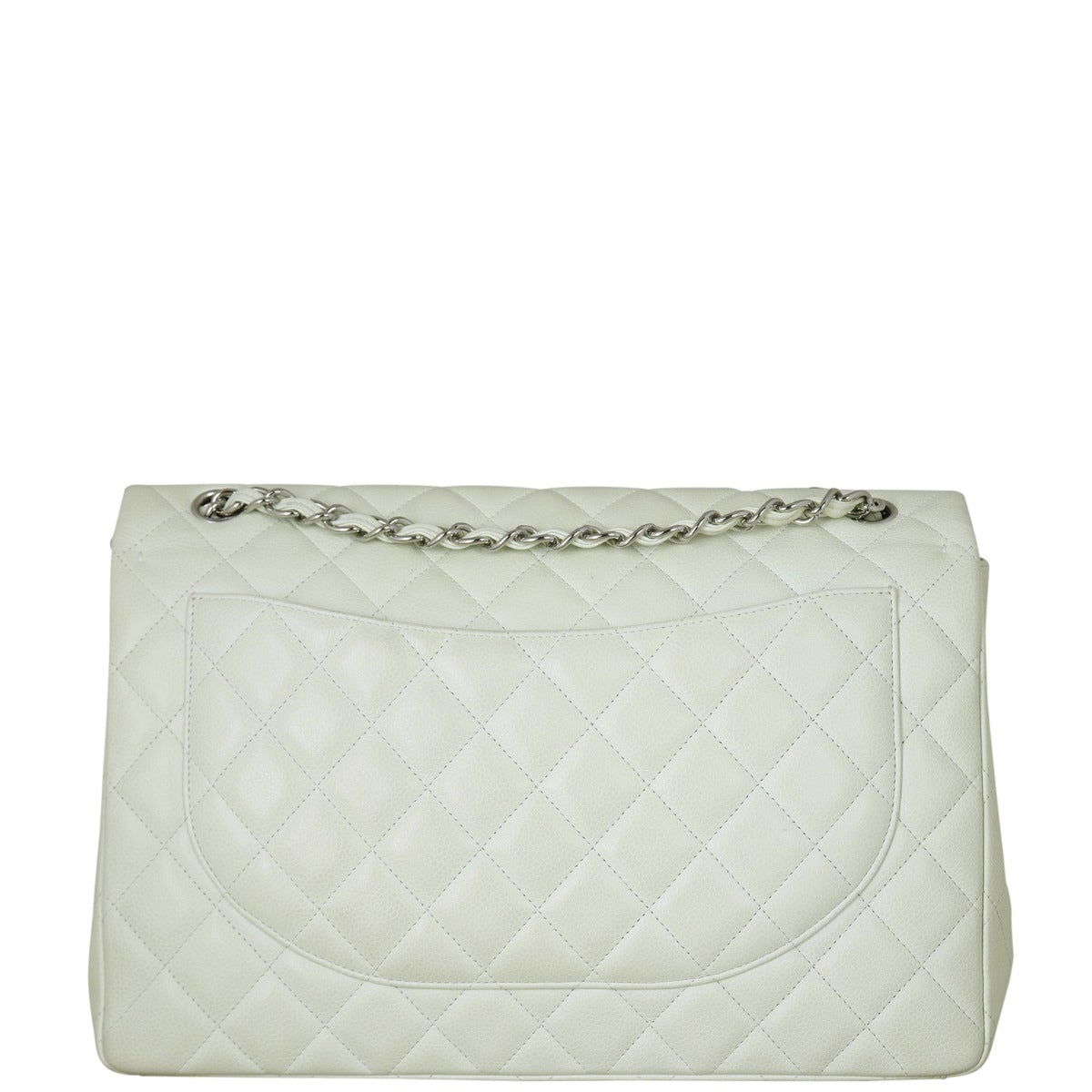 Chanel Classic Double Maxi Caviar Handbag White Flap
