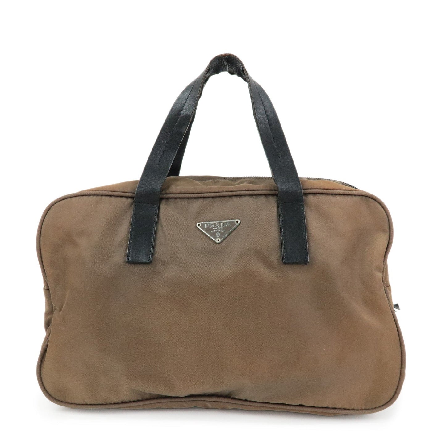 Triangle Hand Bag Leather Nylon Black Handbag