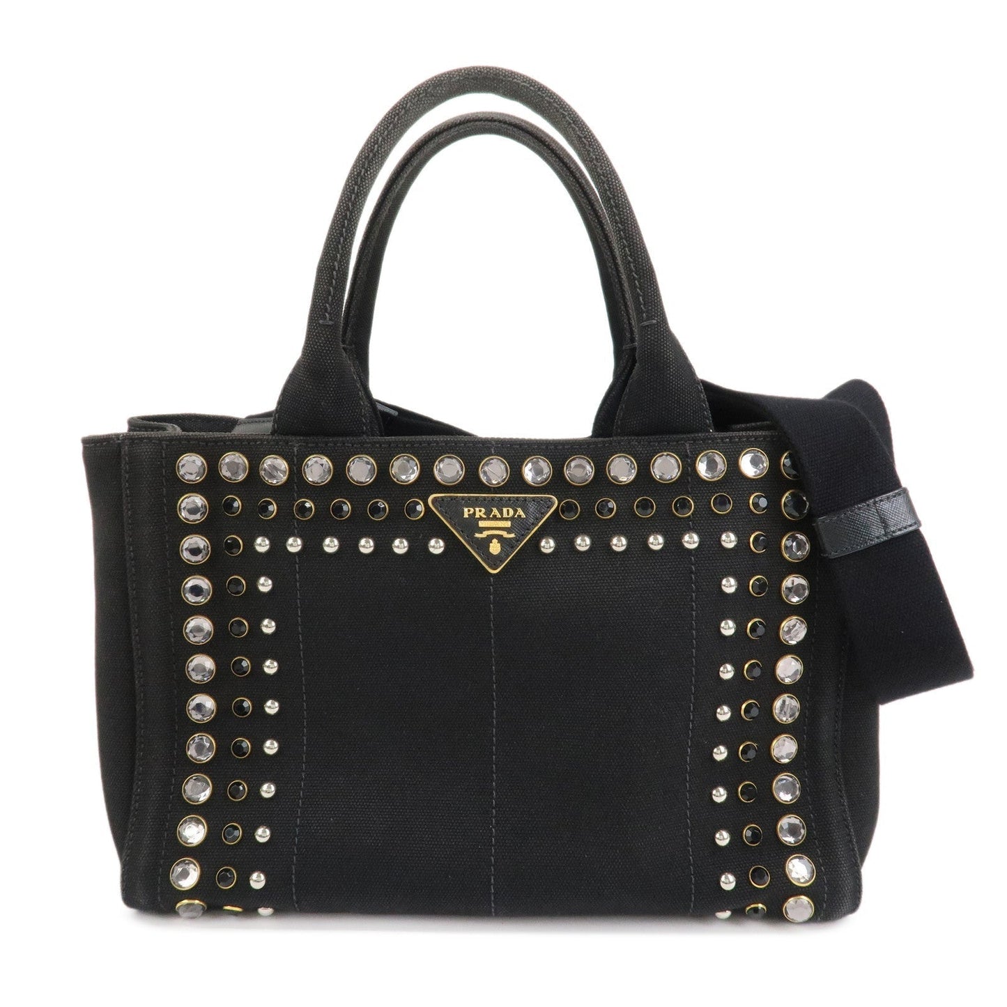 Triangle Canapa Bijoux 2Way Hand Bag Denim Black Logo Handbag