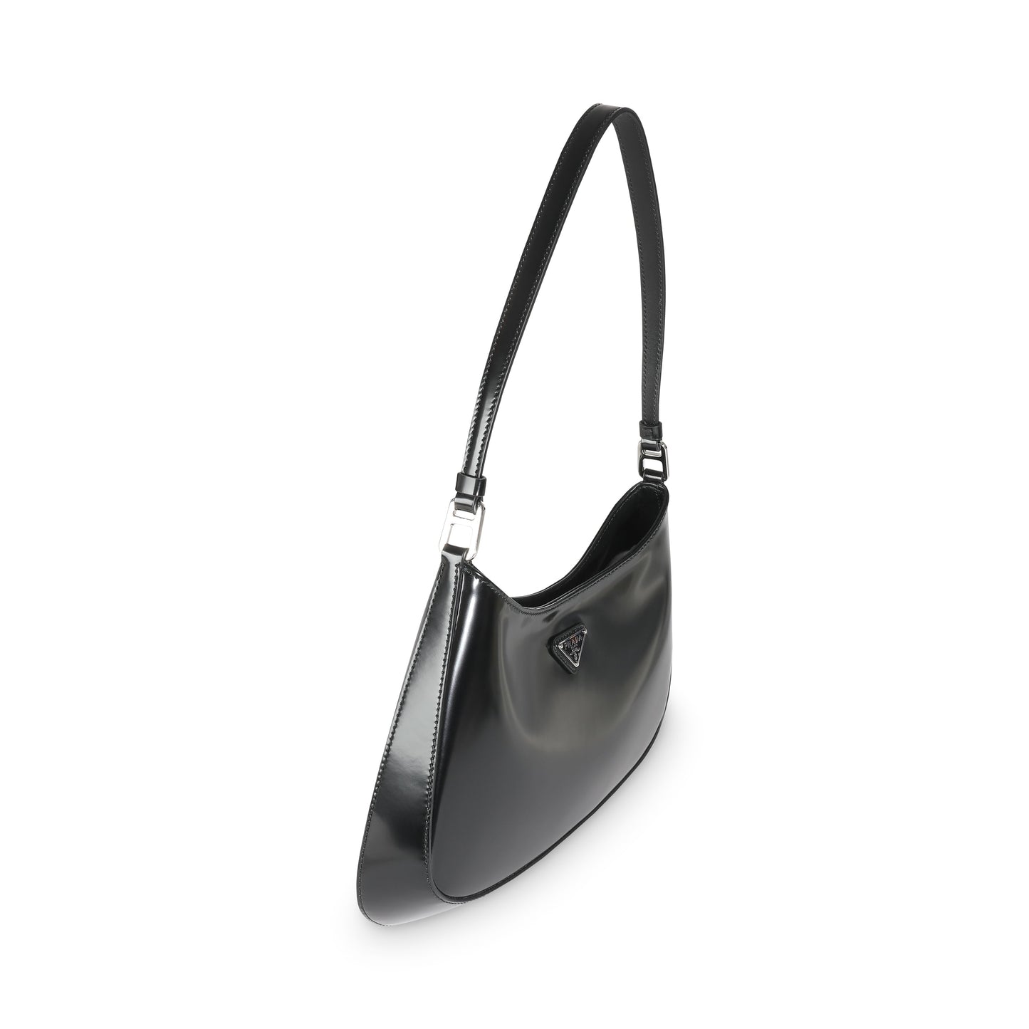 Prada Brushed Cleo Shoulder Bag Leather Black