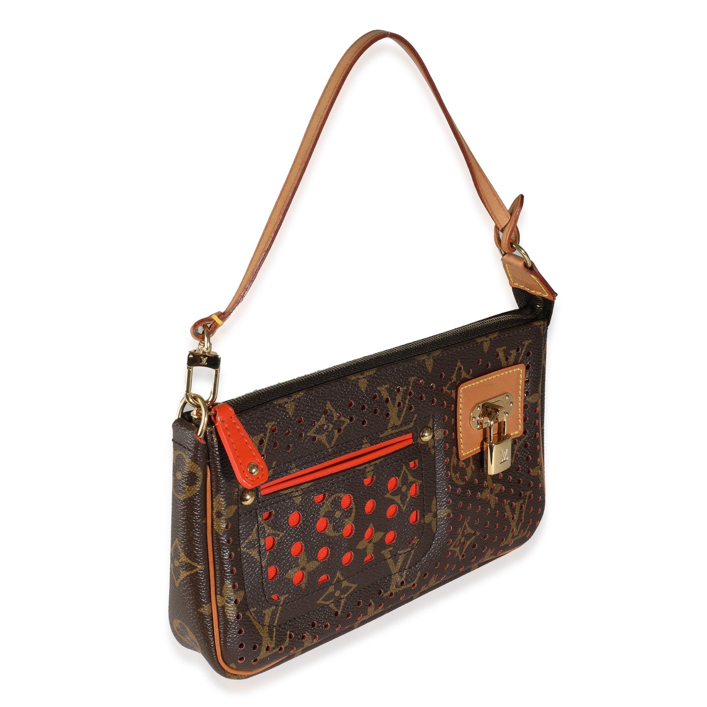 Louis Vuitton Perforated Pochette Accessoires Monogram Canvas Orange Clutch Bag