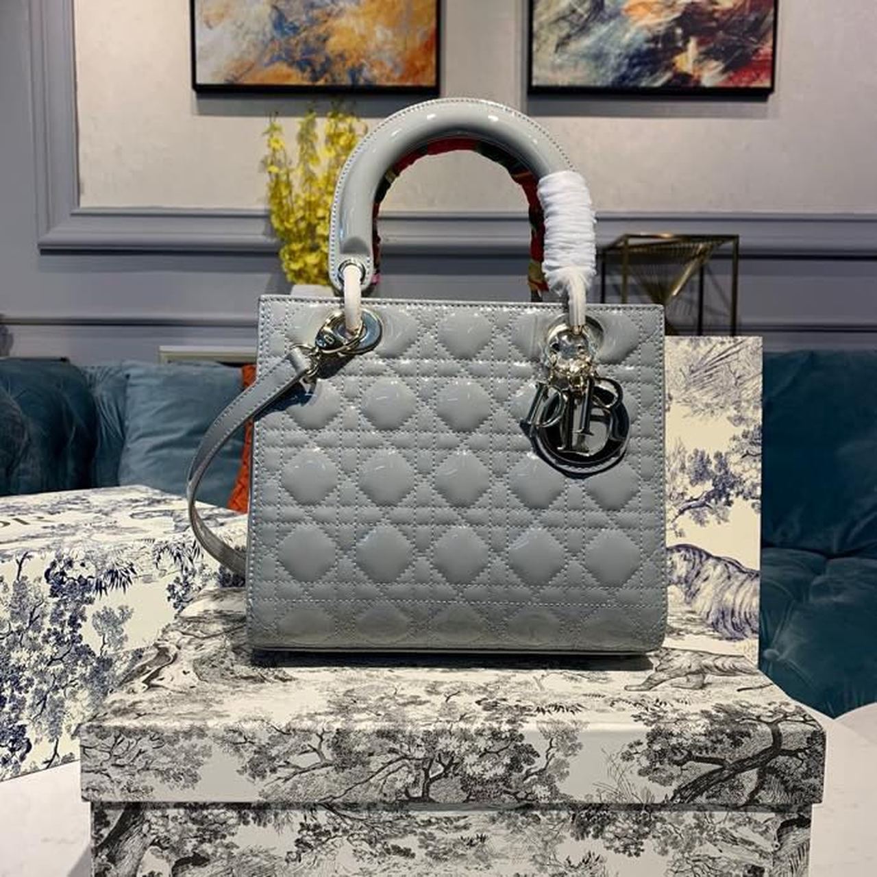 Metop Qualityum Lady Toned Hardware Patent Gold Grey Travel Bag