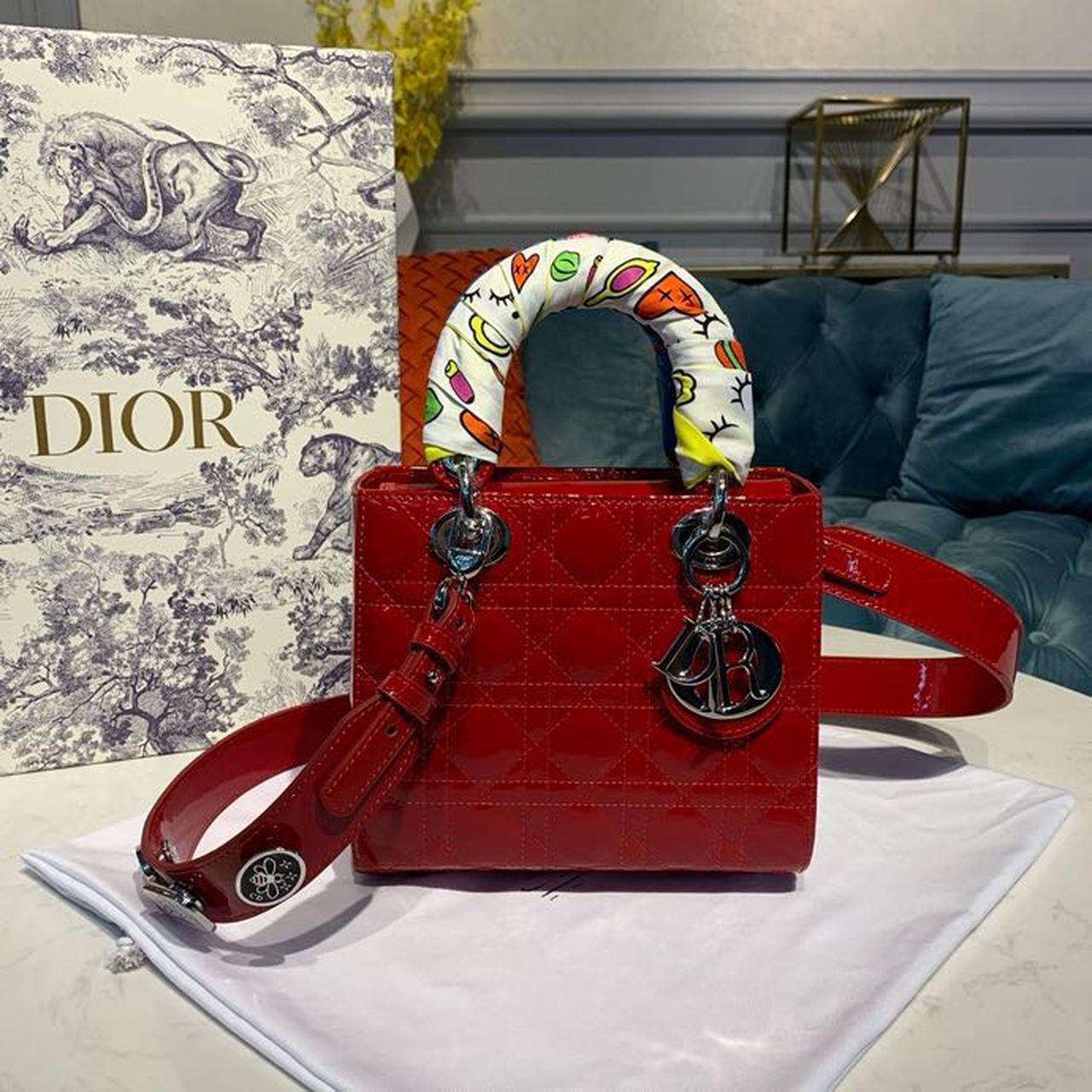 Lady Cd Patent Red Small Travel Bag