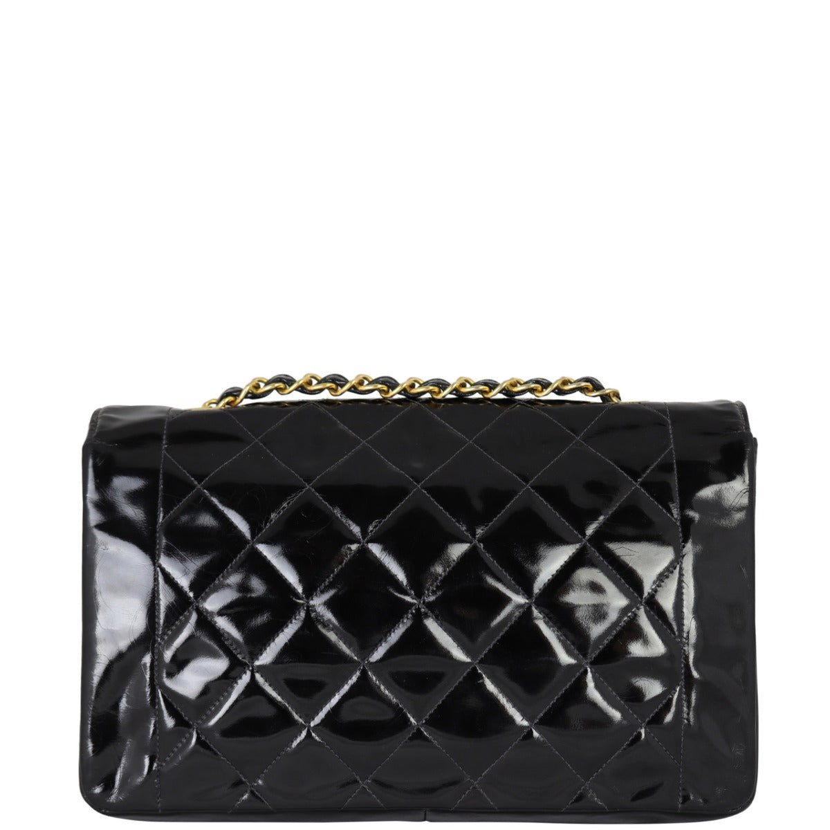 Chanel Diana Patent Bag Hardware Quilted Gold Handbag