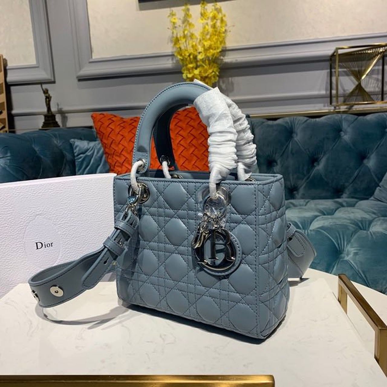 Lady SiTop Qualityer Hardware Cloud Blue Small Handbag