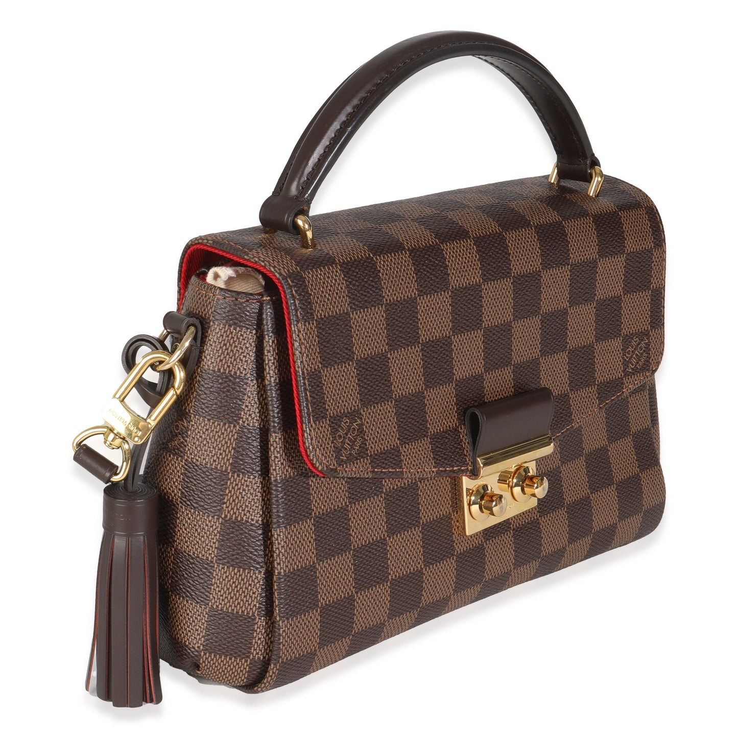 Louis Vuitton Damier Ebene Croisette Canvas Handbag Canvas Croisette
