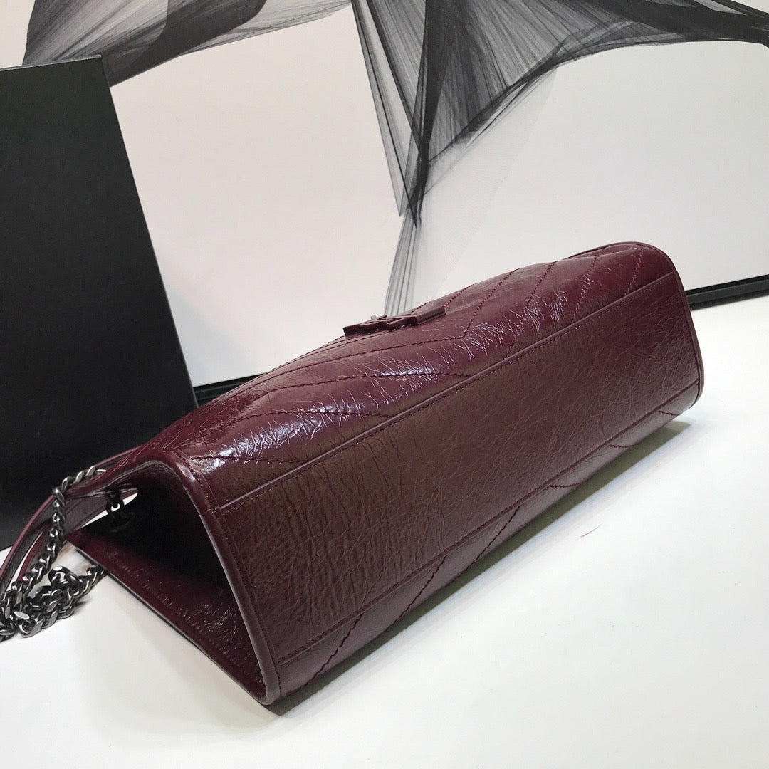 YSL Saint Laurent Niki Shopping Burgundy 12in 32cm Medium Handbag