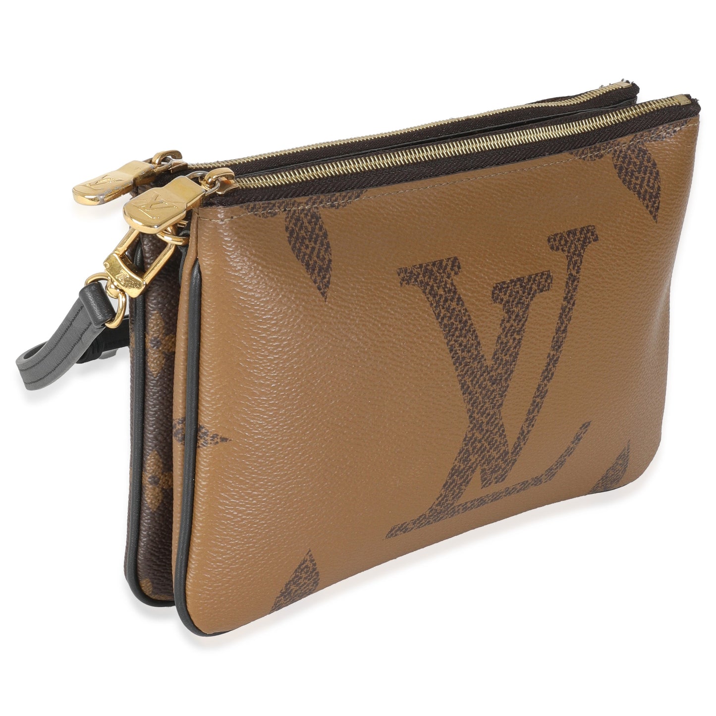 Louis Vuitton Reverse Giant Double Zip Pochette Monogram Canvas Clutch Bag