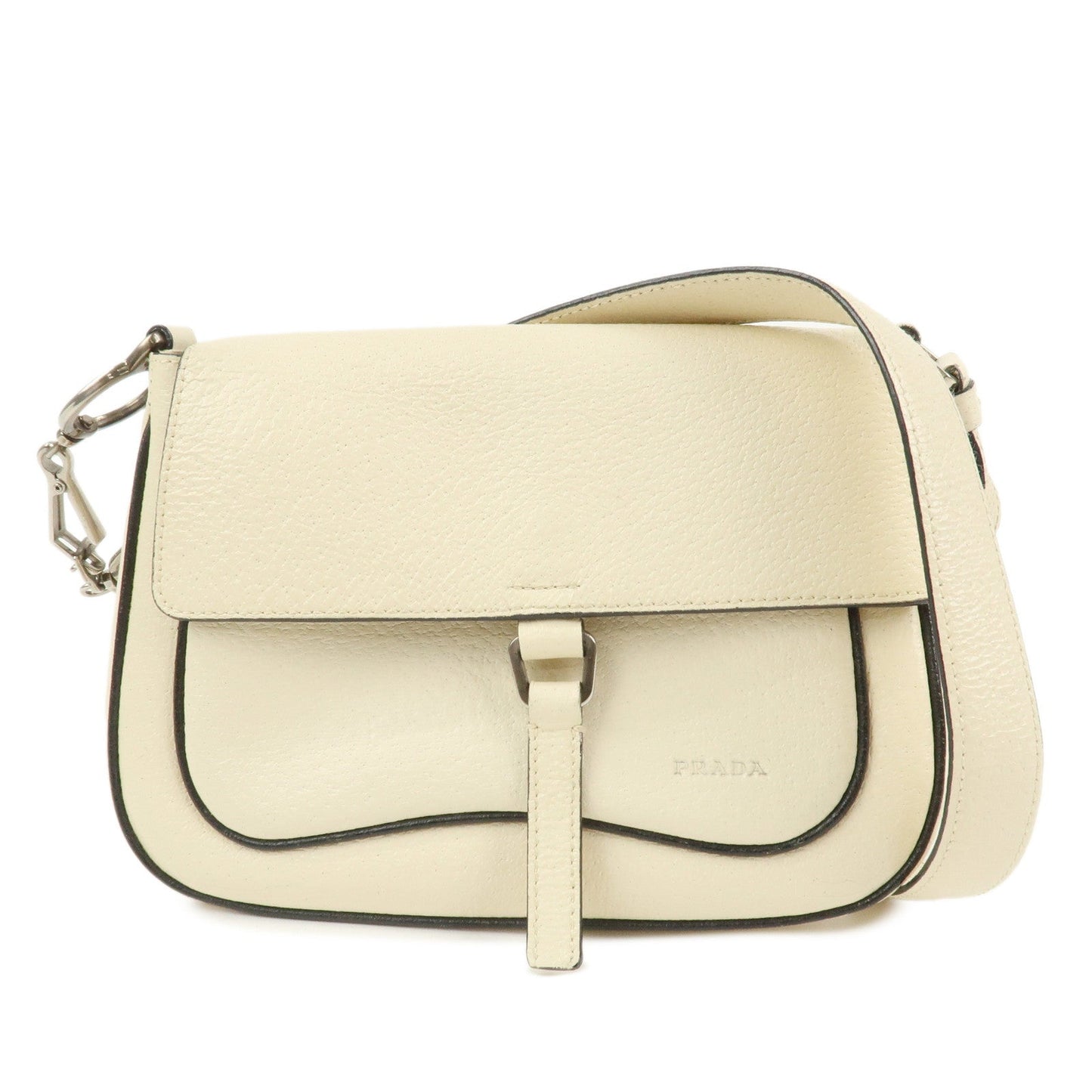 Shoulder Bag Hand Bag Ivory Leather Logo