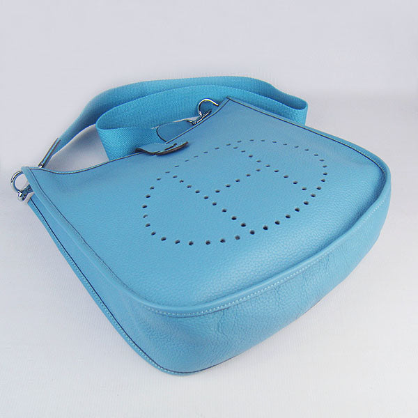 Hermes Luxury Evelyne I Handbag Light Blue Silver Travel Bag