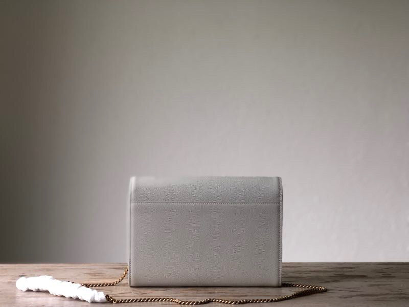 YSL Saint Laurent Cassandra -Front 8.7in 22cm White Flap Crossbody Bag