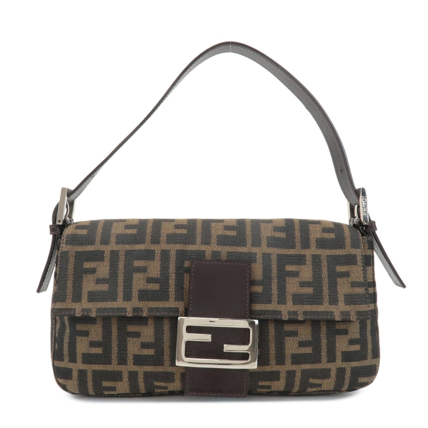 Fendi Shoulder Bag Zucca Mamma Baguette d 3 Canvas Black Brown