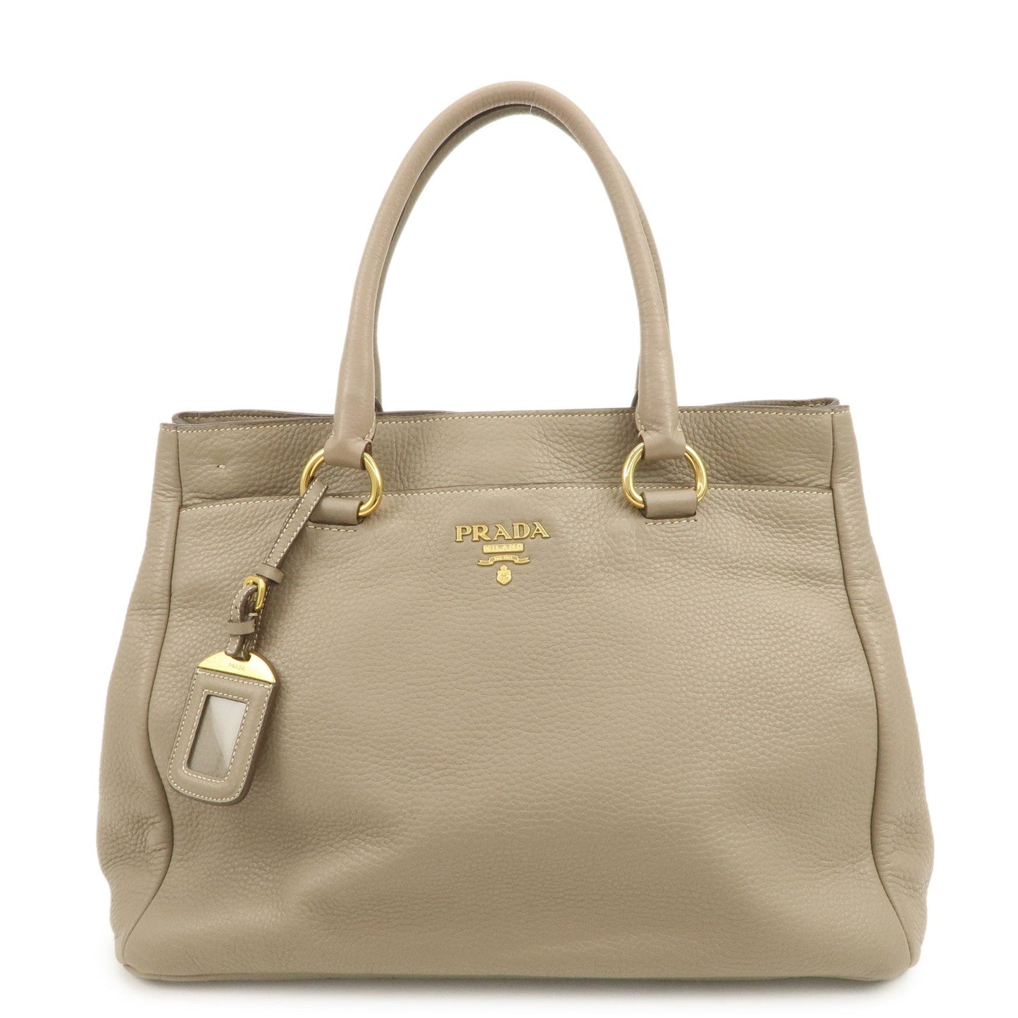 Tote Bag 2Way Bag Hand Bag Leather Beige Logo