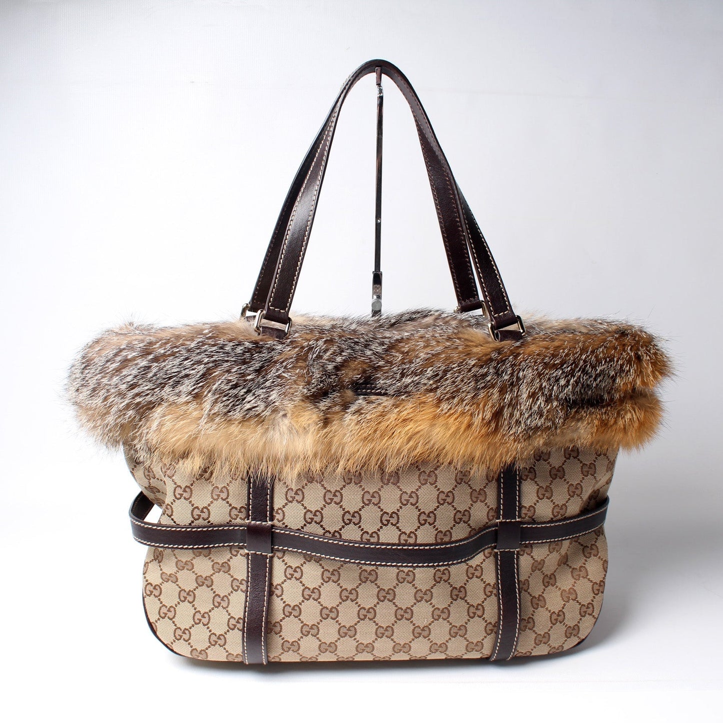 Gucci GG Fur Royal Canvas Tote Bag
