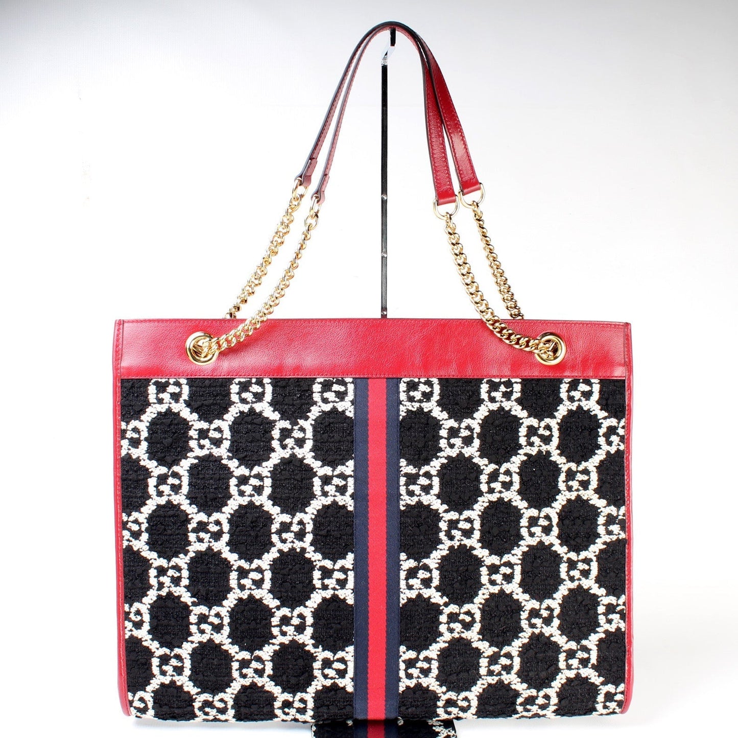 Gucci Tweed Rajah GG Large Chain Tote Bag