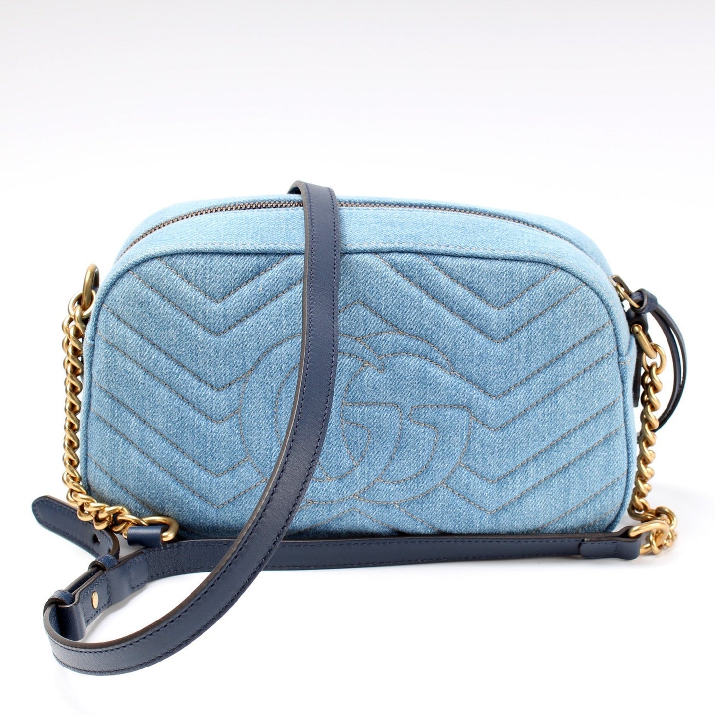 Gucci Marmont Camera Denim Small Crossbody Bag
