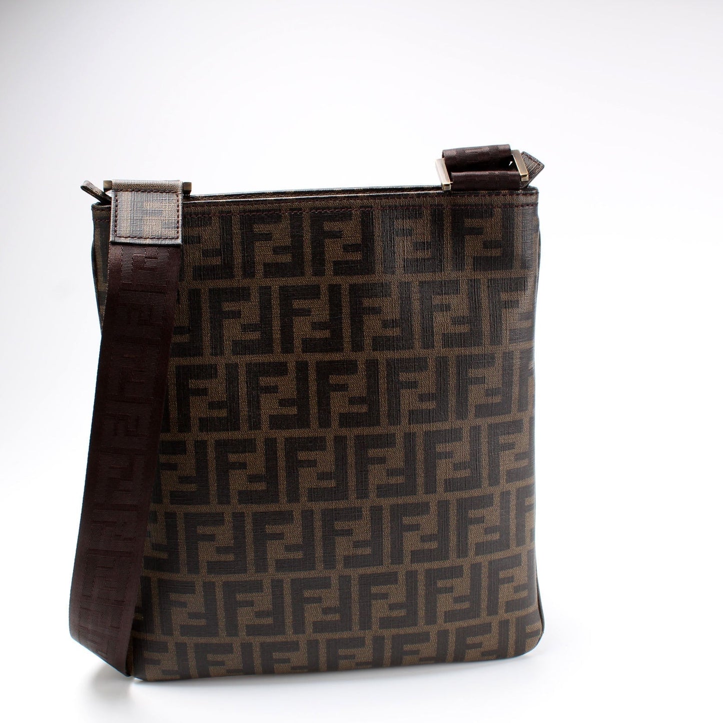 Fendi 7Va207 Spalmati Zucca Flat Messenger Bag Shoes