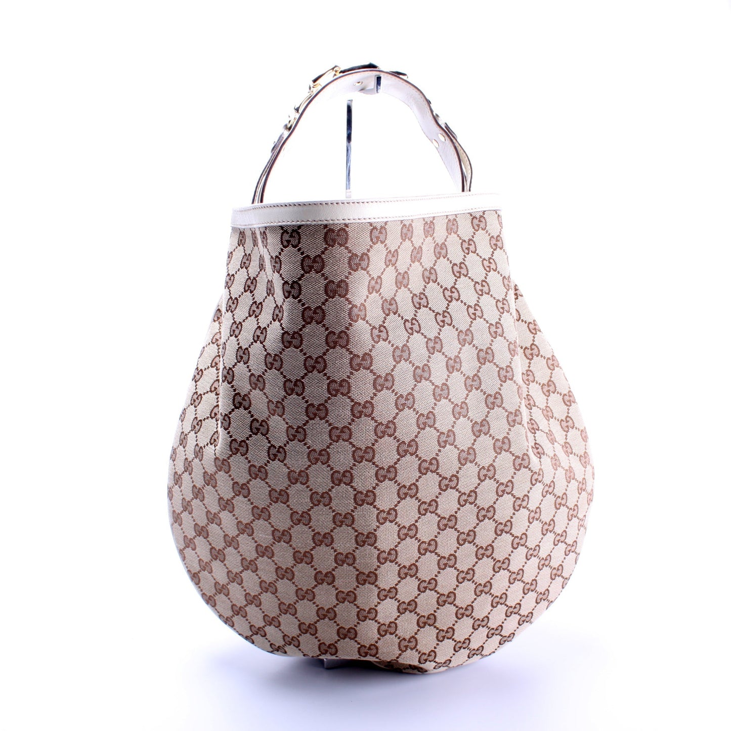 Gucci GG Wave Horsebit Canvas Shoulder Bag