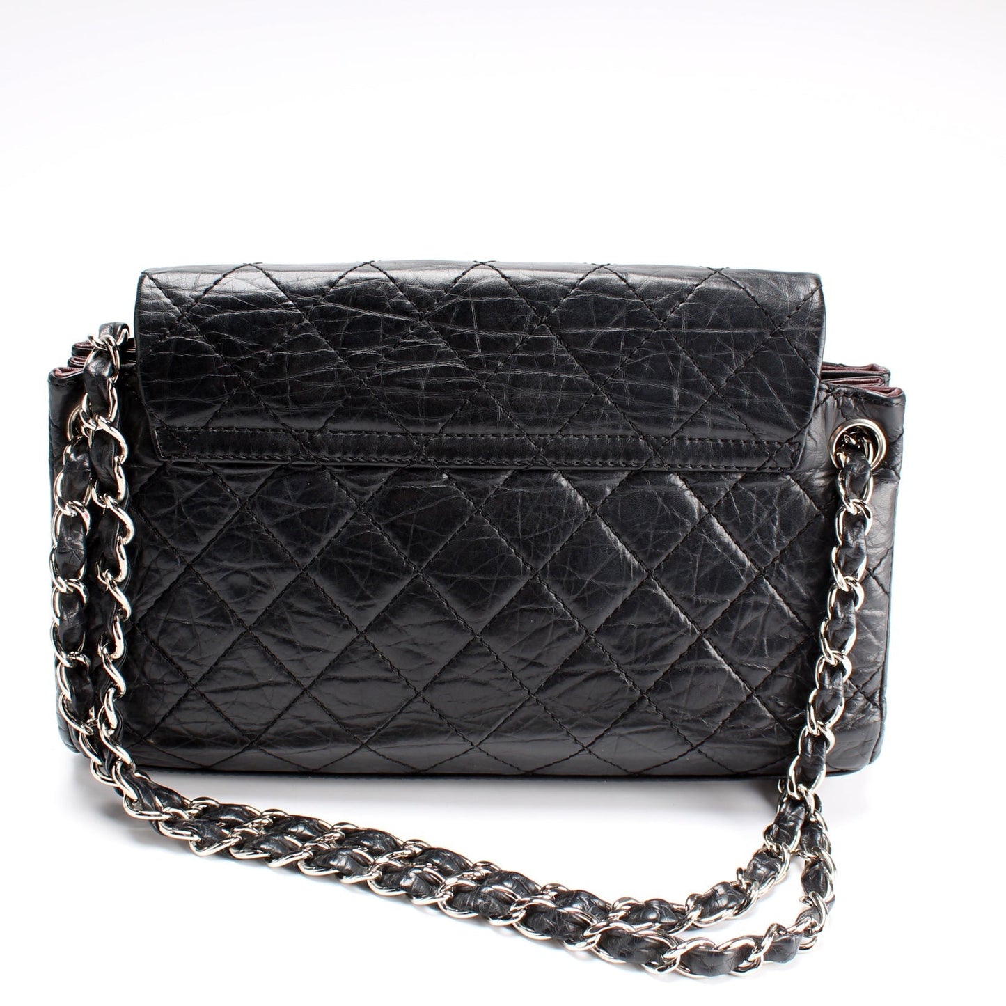 Chanel CC Accordion Double Flap Distressed Calfskin Handbag