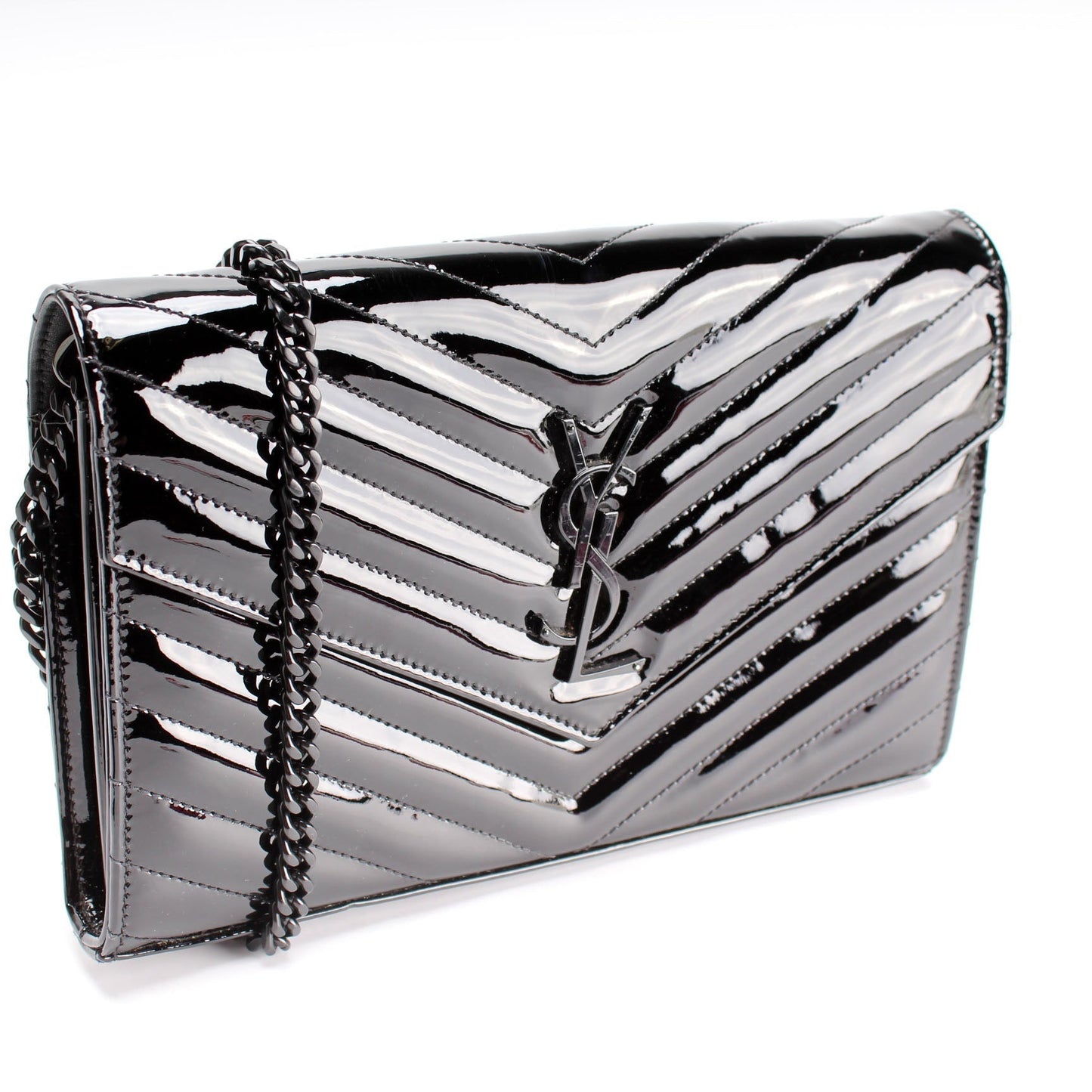 YSL Saint Laurent Saint Laurent Cassandre Patent Wallet Bag Chain Travel Bag