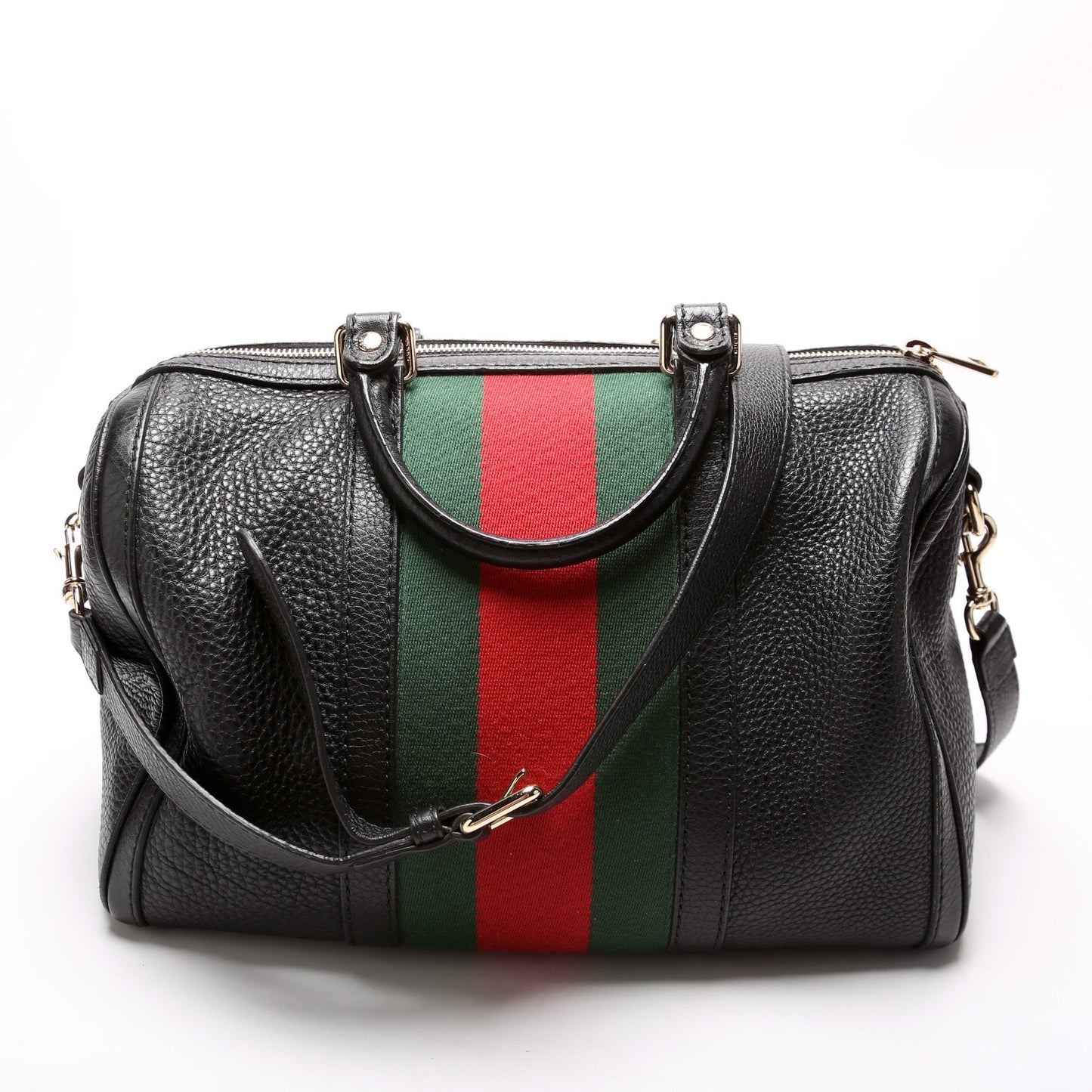 Gucci Boston Web Leather Travel Bag