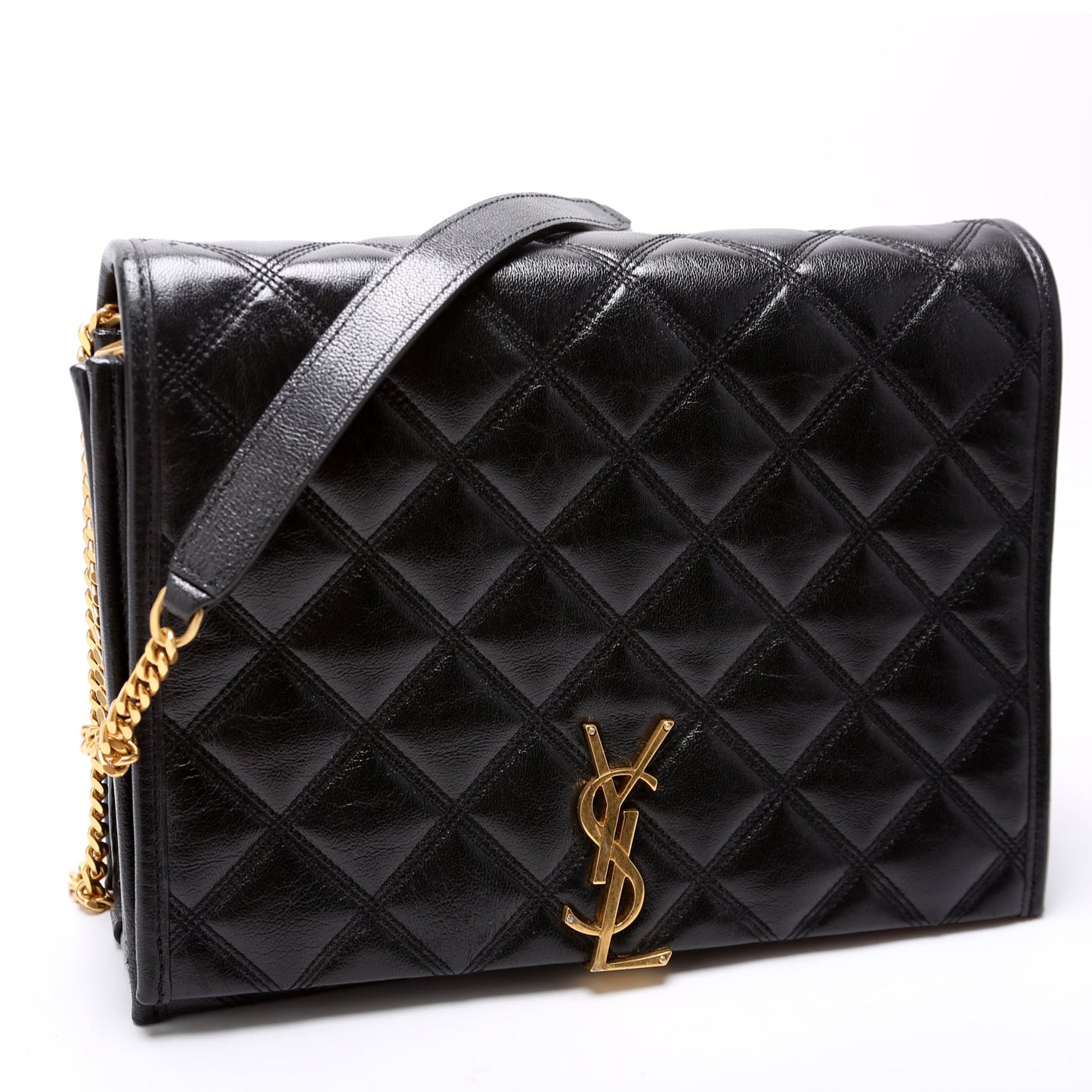 YSL Saint Laurent Saint Laurent Becky Lambskin Shoulder Bag Quilted Large