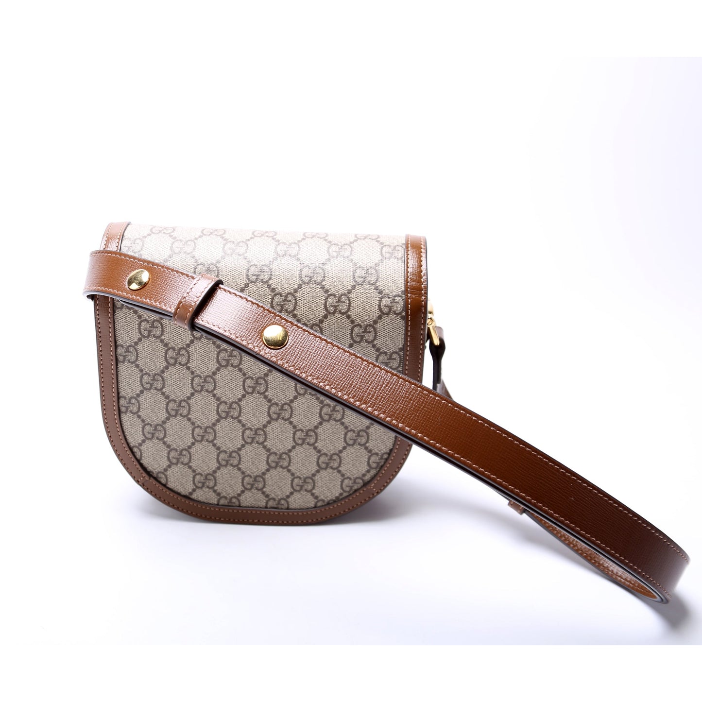 Gucci Horsebit GG Supreme Rounded Brown Mini Travel Bag